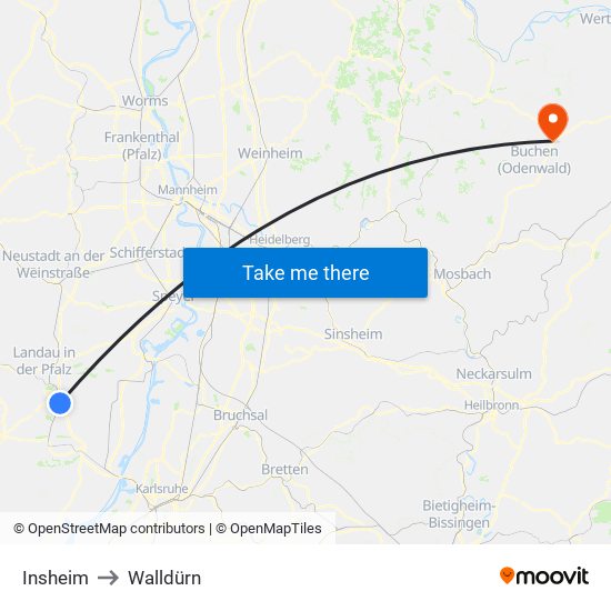 Insheim to Walldürn map