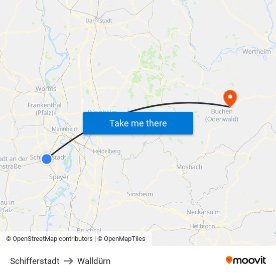 Schifferstadt to Walldürn map