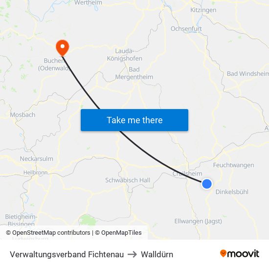 Verwaltungsverband Fichtenau to Walldürn map