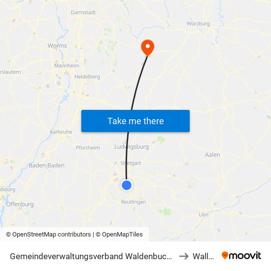 Gemeindeverwaltungsverband Waldenbuch/Steinenbronn to Walldürn map