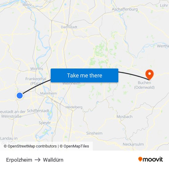 Erpolzheim to Walldürn map