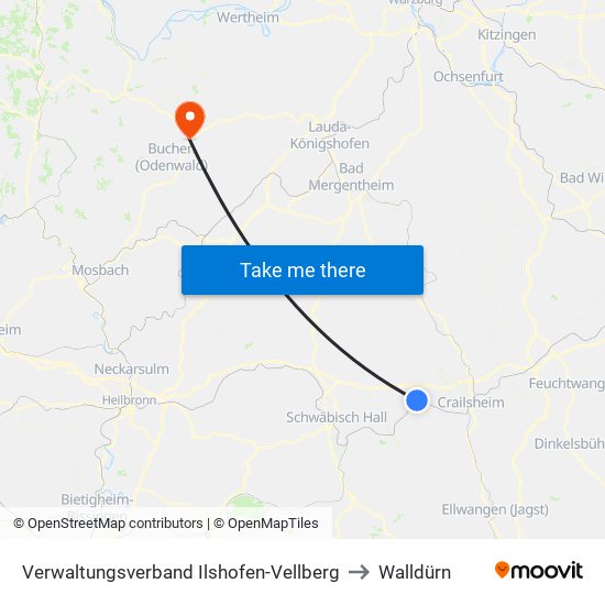 Verwaltungsverband Ilshofen-Vellberg to Walldürn map