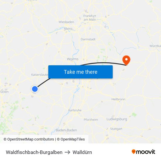 Waldfischbach-Burgalben to Walldürn map