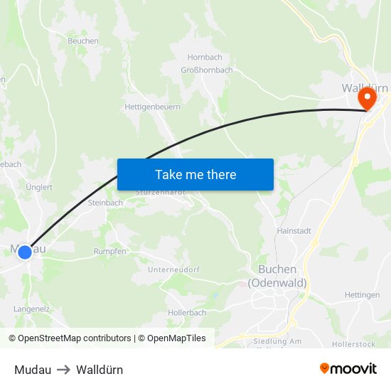 Mudau to Walldürn map