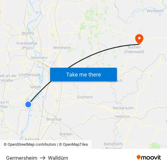Germersheim to Walldürn map