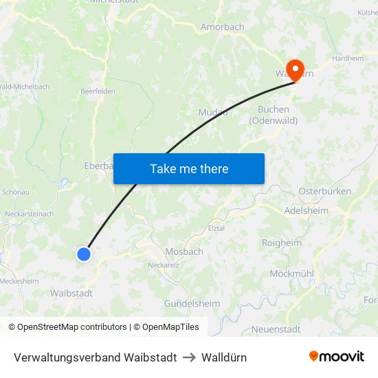Verwaltungsverband Waibstadt to Walldürn map