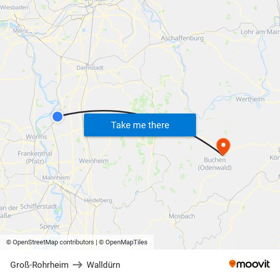 Groß-Rohrheim to Walldürn map