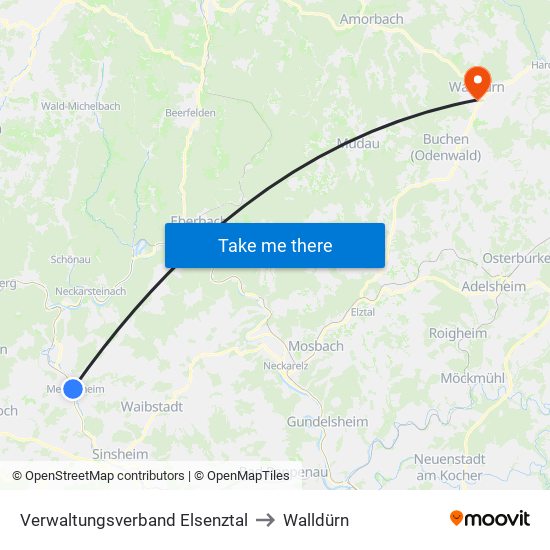 Verwaltungsverband Elsenztal to Walldürn map