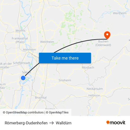 Römerberg-Dudenhofen to Walldürn map