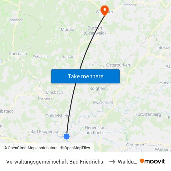 Verwaltungsgemeinschaft Bad Friedrichshall to Walldürn map