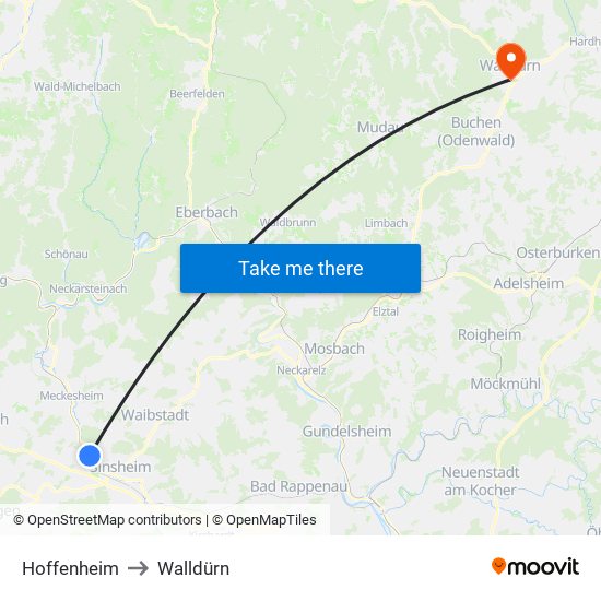 Hoffenheim to Walldürn map