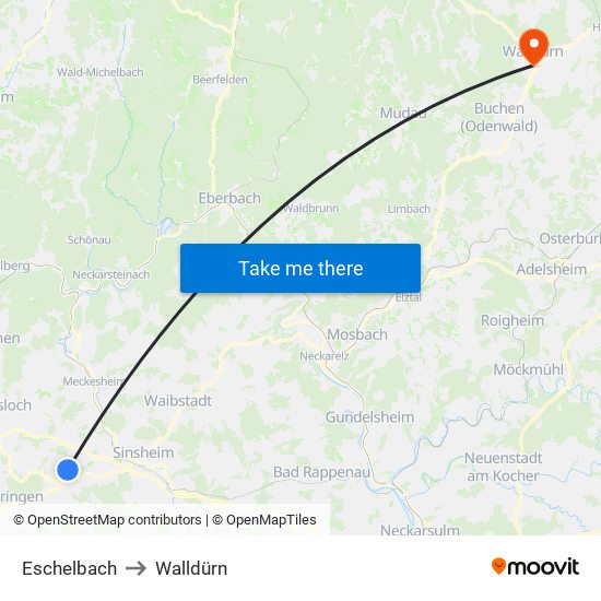Eschelbach to Walldürn map
