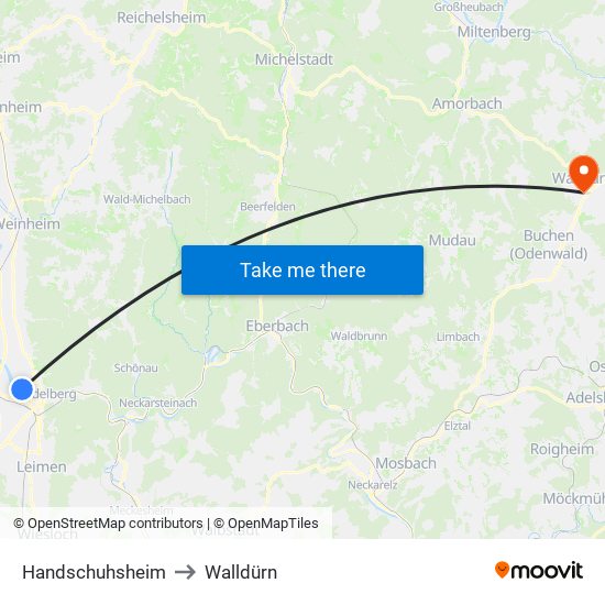 Handschuhsheim to Walldürn map