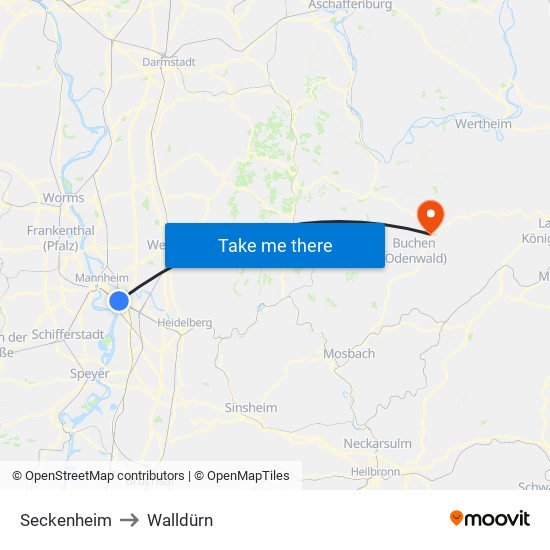 Seckenheim to Walldürn map