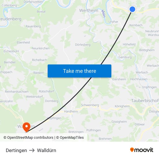 Dertingen to Walldürn map