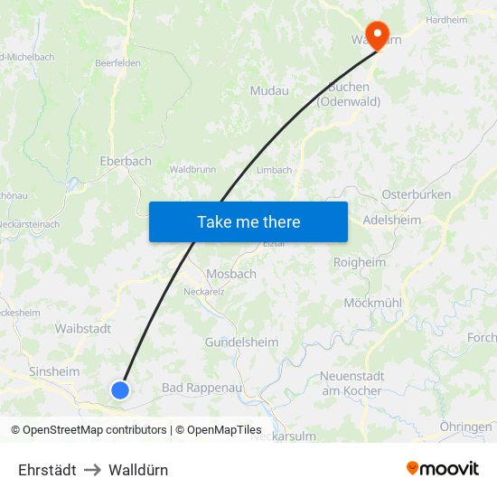 Ehrstädt to Walldürn map