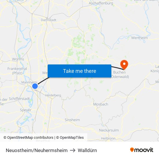 Neuostheim/Neuhermsheim to Walldürn map