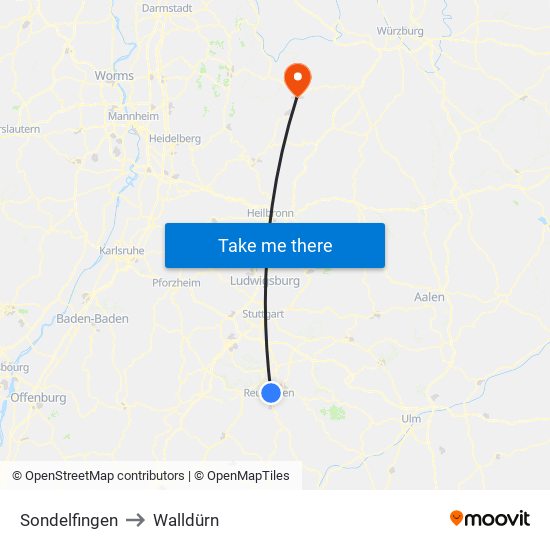 Sondelfingen to Walldürn map