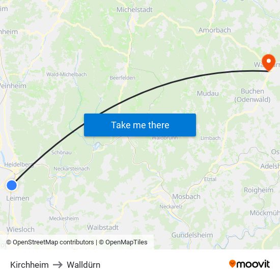 Kirchheim to Walldürn map