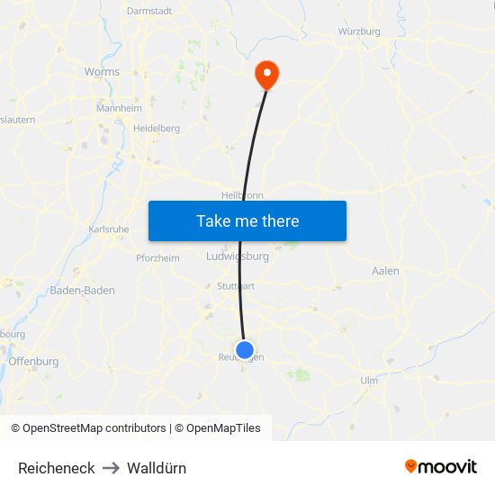 Reicheneck to Walldürn map