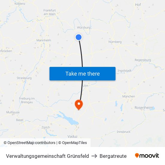 Verwaltungsgemeinschaft Grünsfeld to Bergatreute map