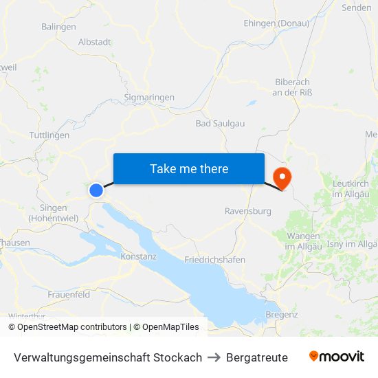 Verwaltungsgemeinschaft Stockach to Bergatreute map