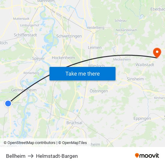 Bellheim to Helmstadt-Bargen map