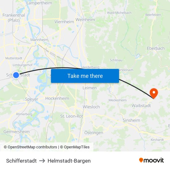 Schifferstadt to Helmstadt-Bargen map