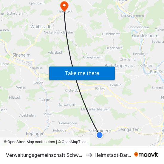 Verwaltungsgemeinschaft Schwaigern to Helmstadt-Bargen map