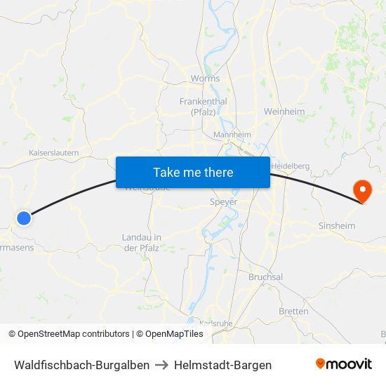 Waldfischbach-Burgalben to Helmstadt-Bargen map