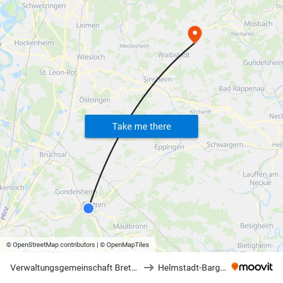 Verwaltungsgemeinschaft Bretten to Helmstadt-Bargen map