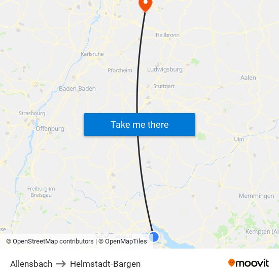 Allensbach to Helmstadt-Bargen map