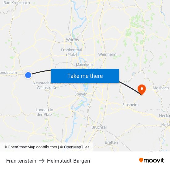 Frankenstein to Helmstadt-Bargen map