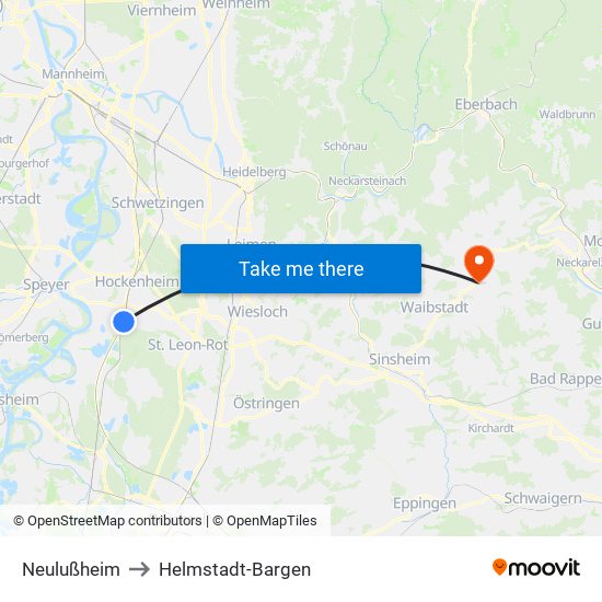 Neulußheim to Helmstadt-Bargen map