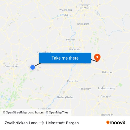 Zweibrücken-Land to Helmstadt-Bargen map