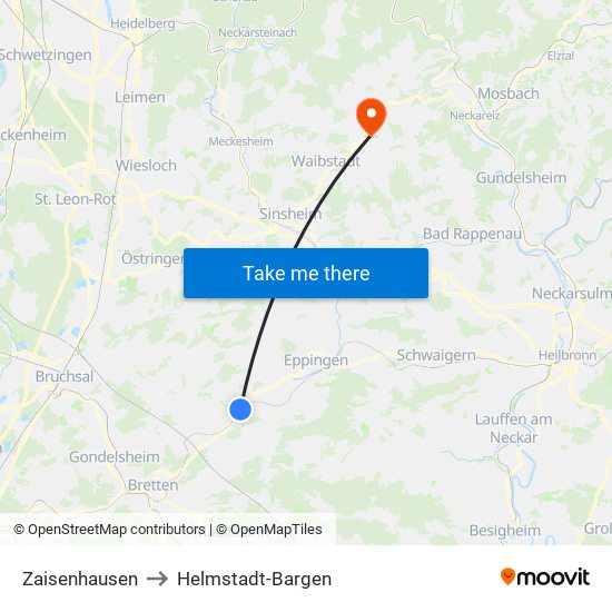 Zaisenhausen to Helmstadt-Bargen map