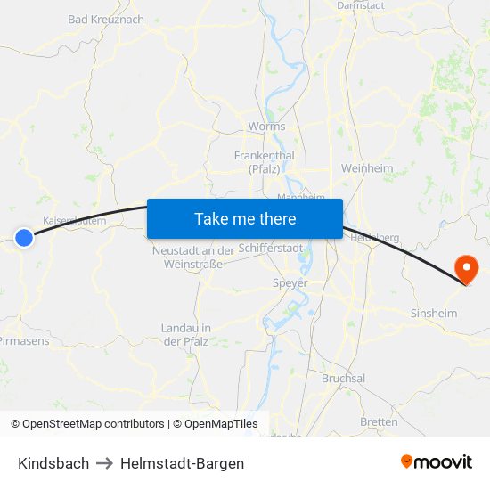 Kindsbach to Helmstadt-Bargen map