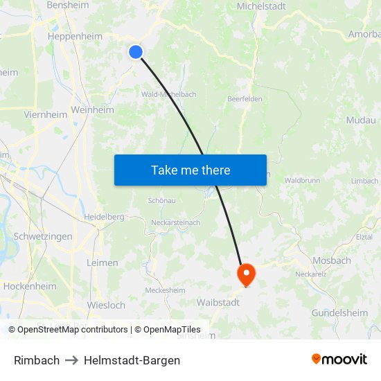 Rimbach to Helmstadt-Bargen map