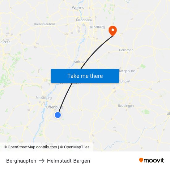 Berghaupten to Helmstadt-Bargen map