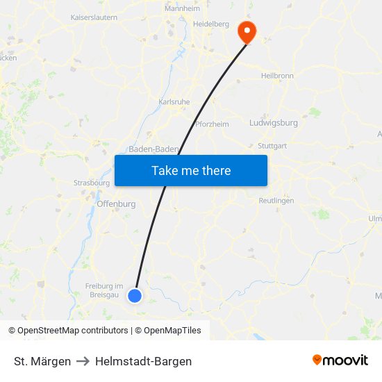 St. Märgen to Helmstadt-Bargen map