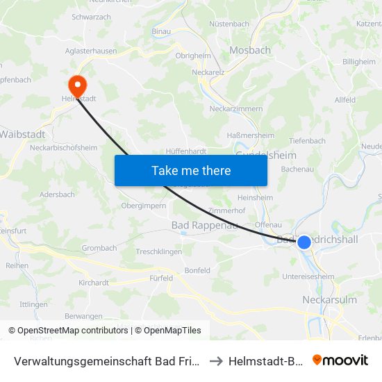 Verwaltungsgemeinschaft Bad Friedrichshall to Helmstadt-Bargen map