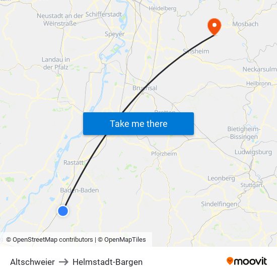 Altschweier to Helmstadt-Bargen map