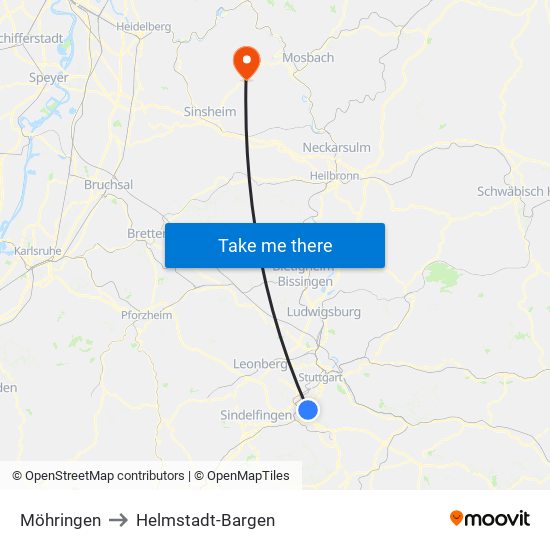 Möhringen to Helmstadt-Bargen map