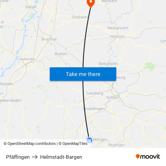 Pfäffingen to Helmstadt-Bargen map