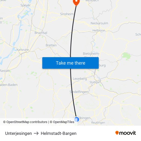 Unterjesingen to Helmstadt-Bargen map