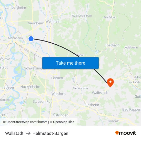 Wallstadt to Helmstadt-Bargen map