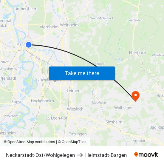 Neckarstadt-Ost/Wohlgelegen to Helmstadt-Bargen map