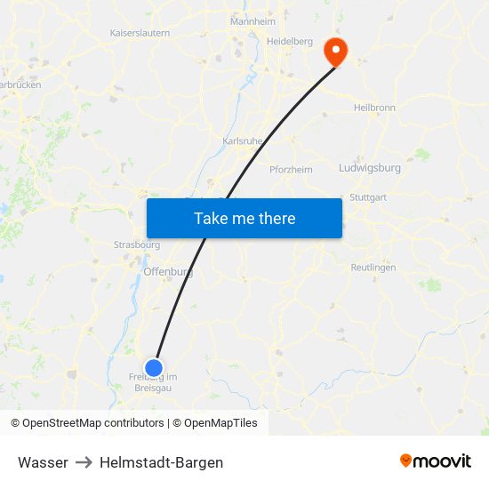 Wasser to Helmstadt-Bargen map