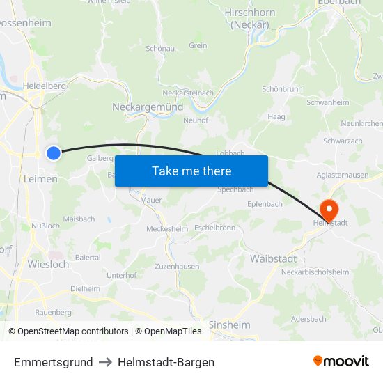 Emmertsgrund to Helmstadt-Bargen map