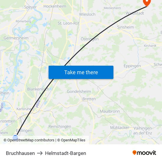 Bruchhausen to Helmstadt-Bargen map